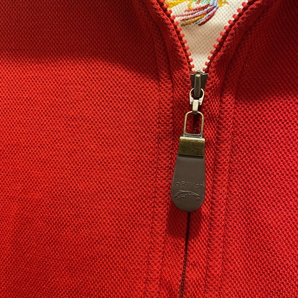 ORVIS Men’s 100% Pima Cotton “1/4 Zip Shirt” Size L Red/Cream LongSleeves EUC - Picture 3 of 6